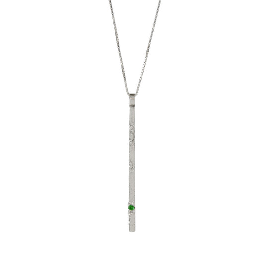 Zosma - Sterling Silver Monolith Necklace With A Green Gemstone