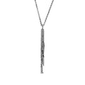 Handcrafted sterling silver bar pendant with a subtle vertical fissure suspended from a sterling silver chain.