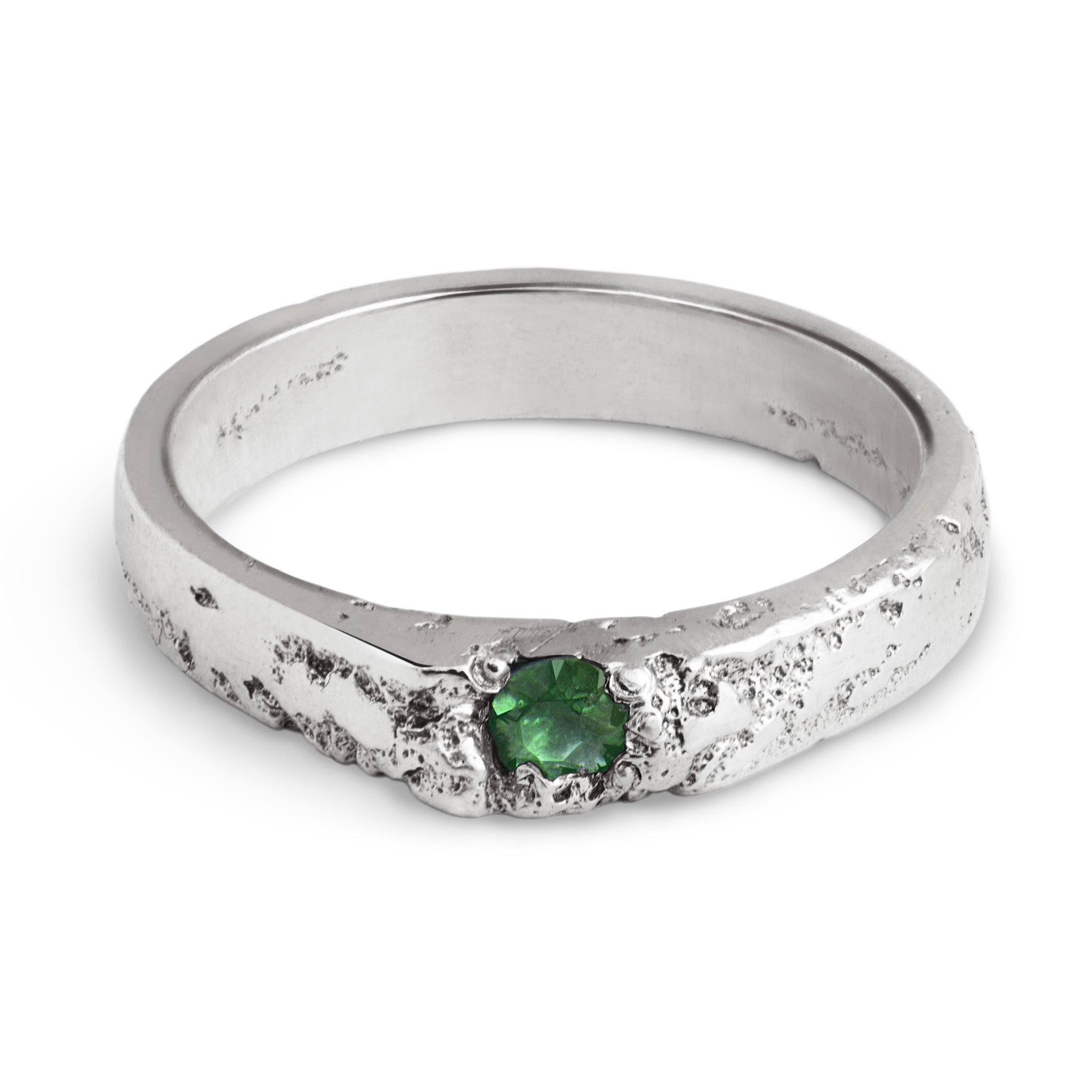Sterling Silver Drop Ring With Emerald