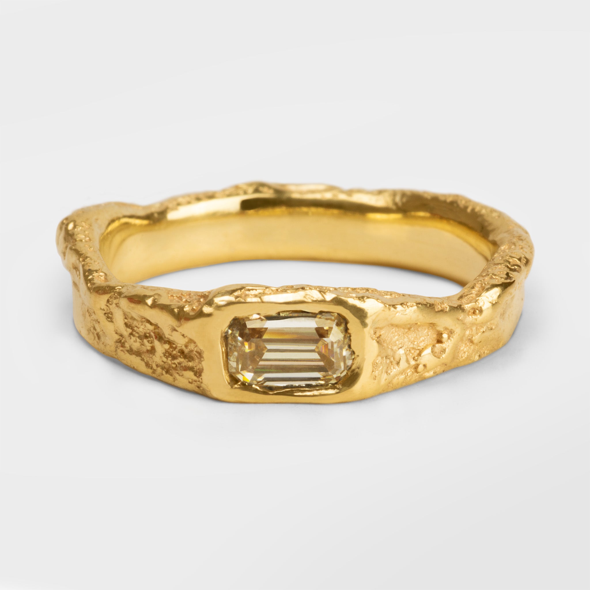 Yellow Gold Engagement Ring with Champagne Moissanite Diamond