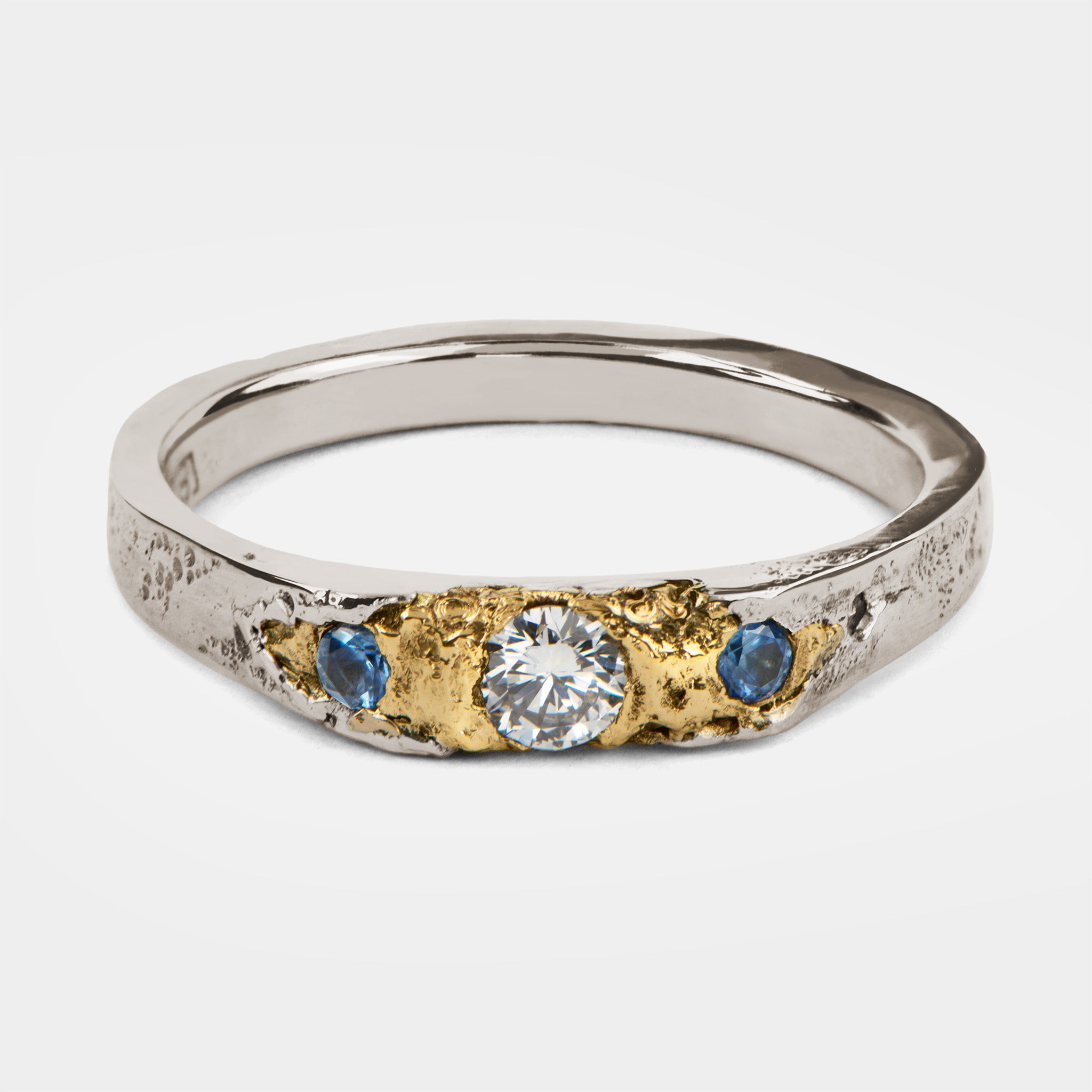 White and Yellow Gold Engagement Ring with Diamond