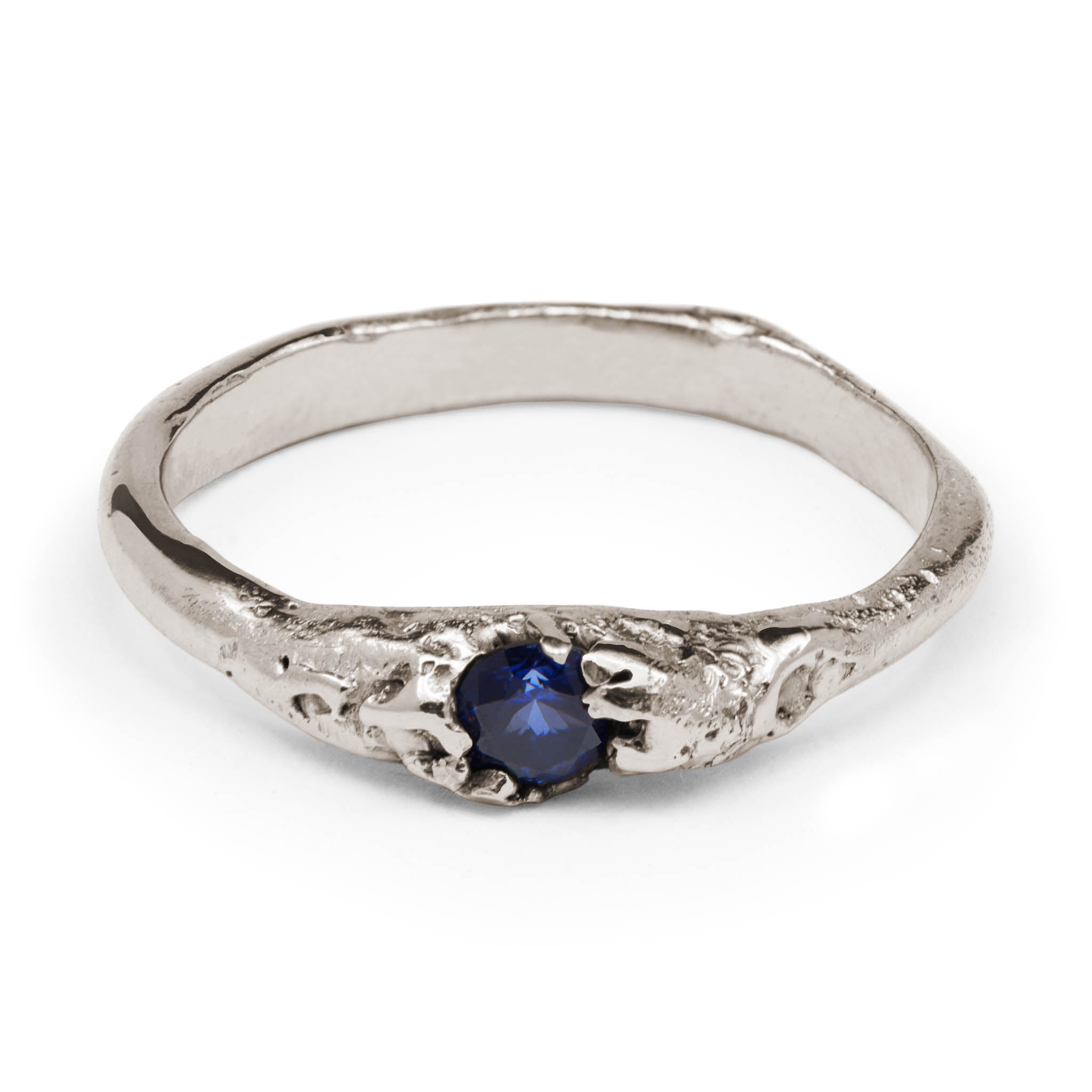 White Gold Engagement Ring with Blue Sapphire