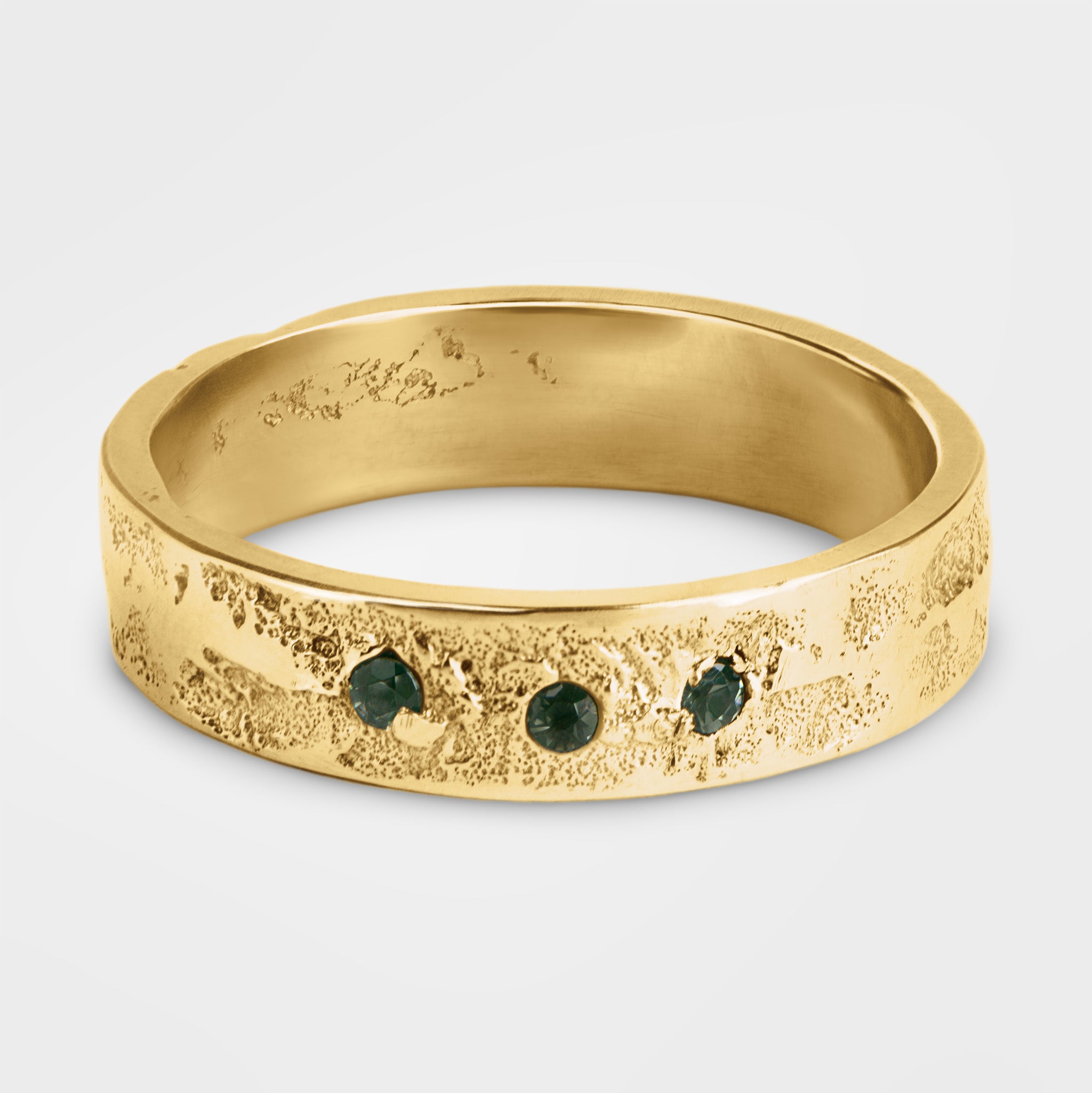 Gold Ring With Three Brilliant Cut Green Tourmalines