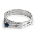 brutalist Silver ring with a blue gemstone handcrafted in Berlin jewelry studio.