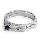 brutalist Silver ring with a blue gemstone handcrafted in Berlin jewelry studio.