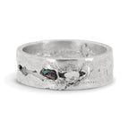 Oxidised Sterling Silver Ring With Raw Moissanite