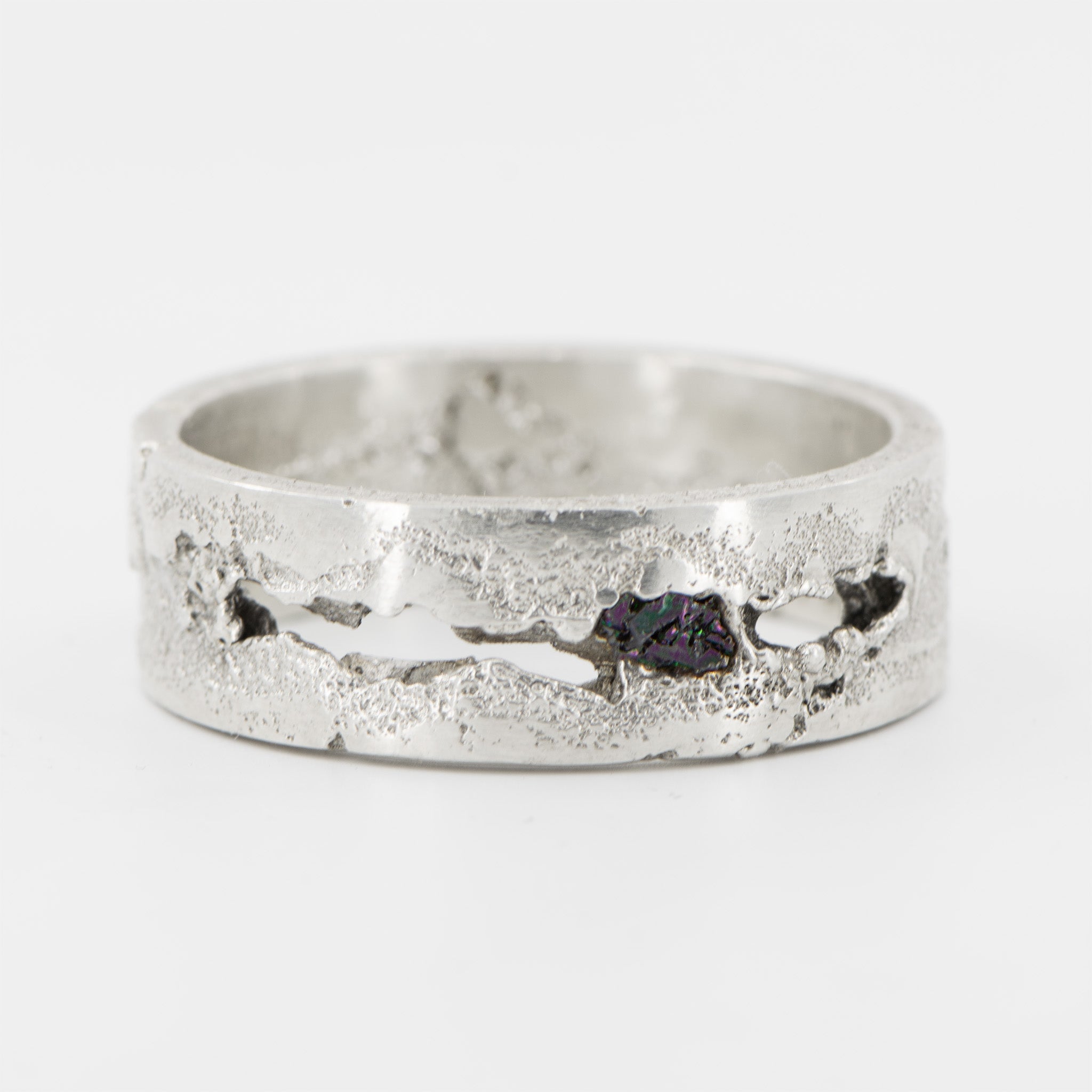 Oxidised Sterling Silver Ring With Raw Moissanite