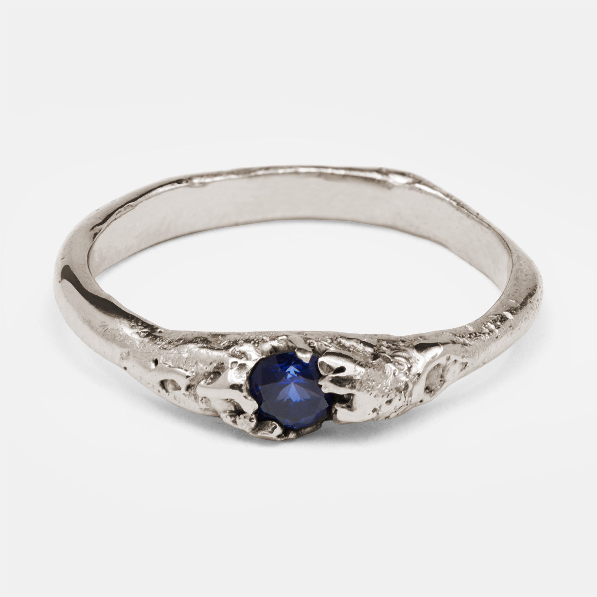White Gold Engagement Ring with Blue Sapphire