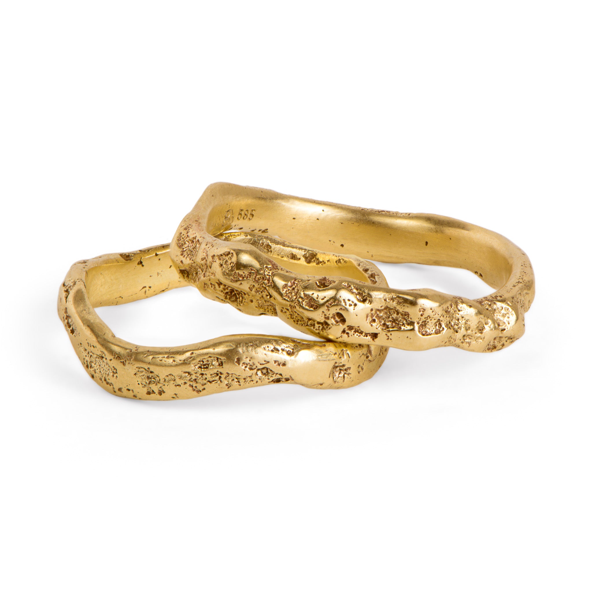 Yellow Gold Wavy Wedding Bands