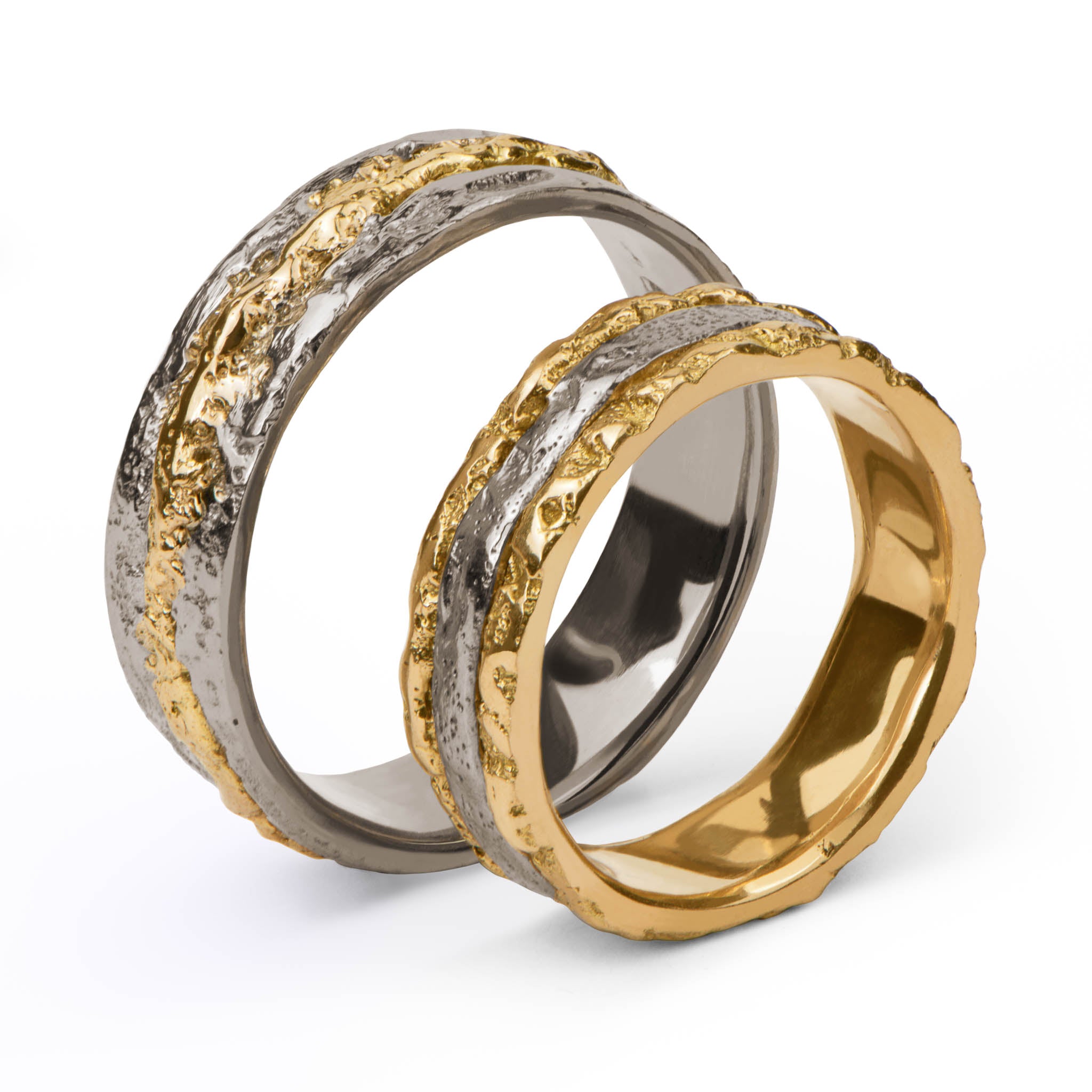 Mixed Yellow And White Gold Wedding Rings
