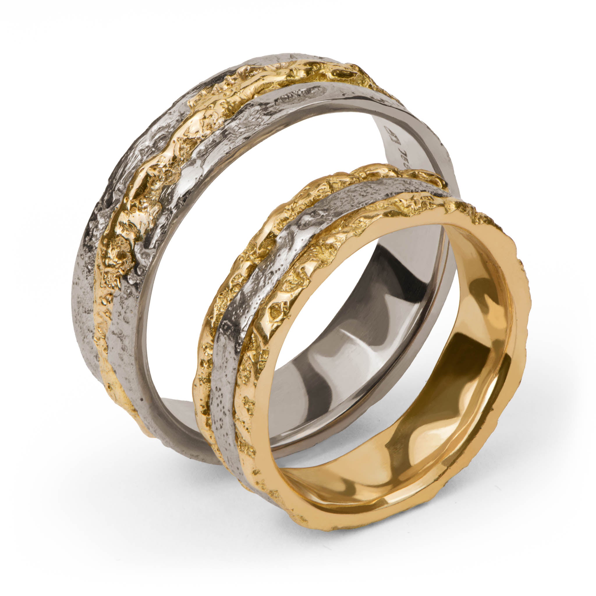 Mixed Yellow And White Gold Wedding Rings
