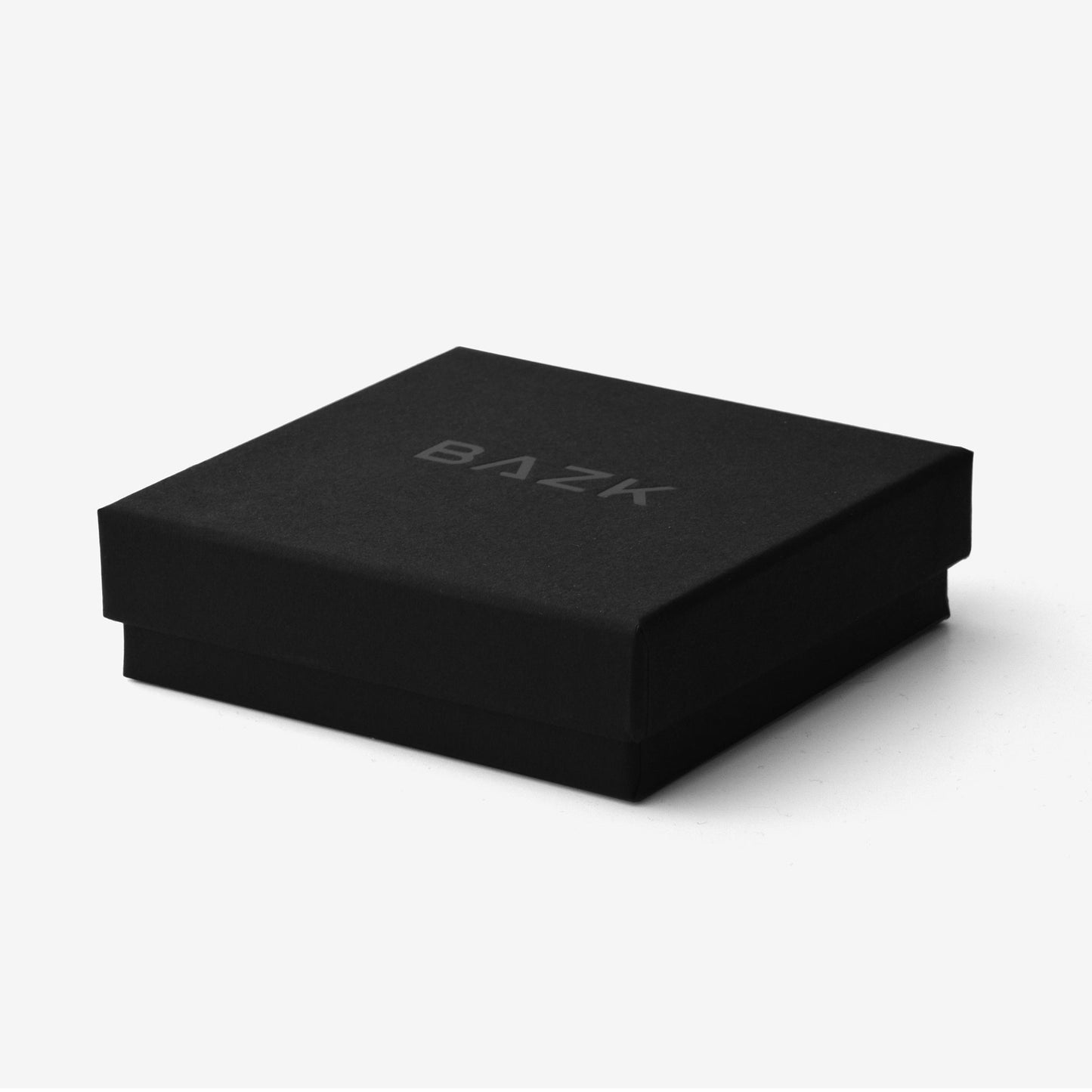 Black Jewelry Box with the BAZK logo in which the silver bracelet will be packed before shipping.