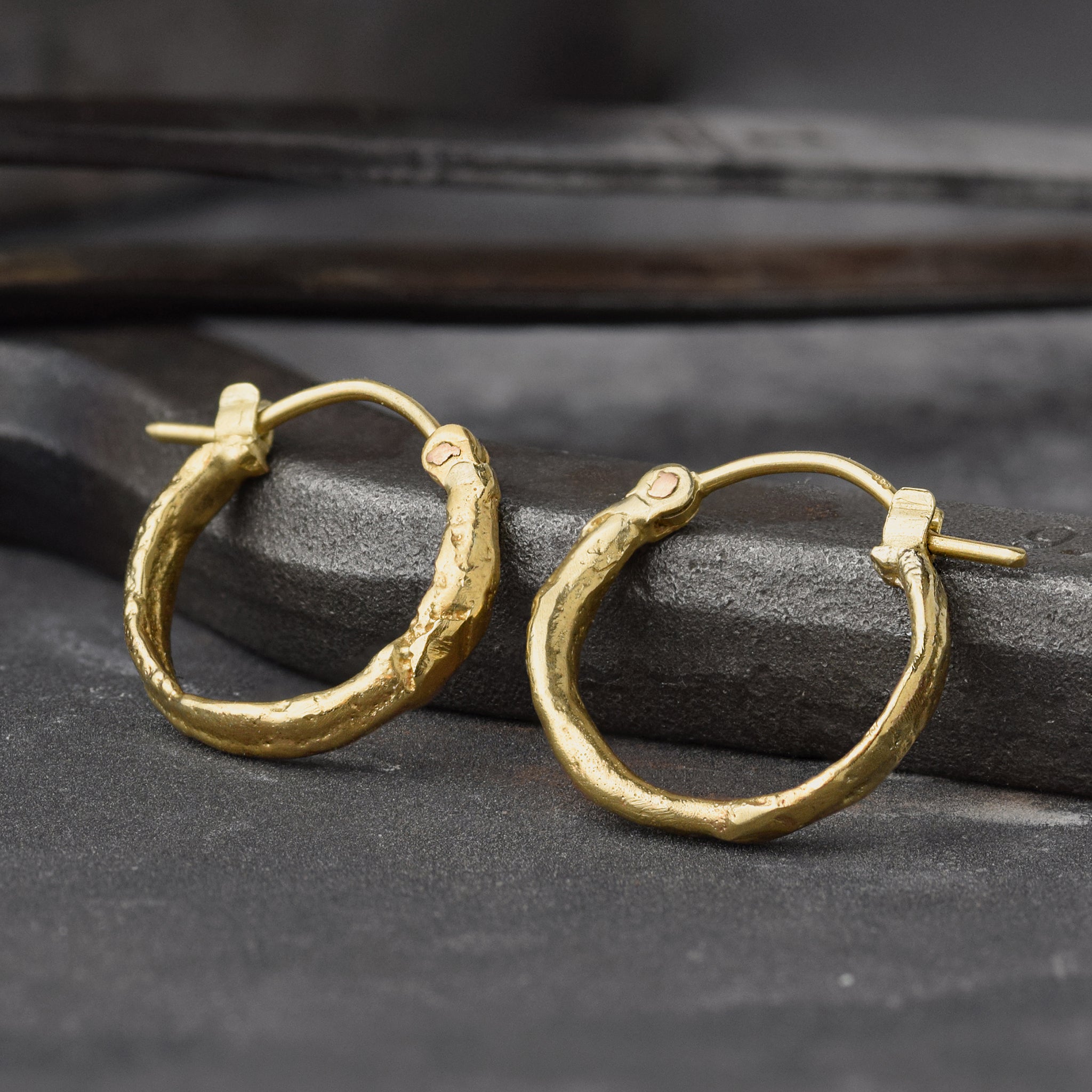 Organic Yellow Gold Hoop Earrings