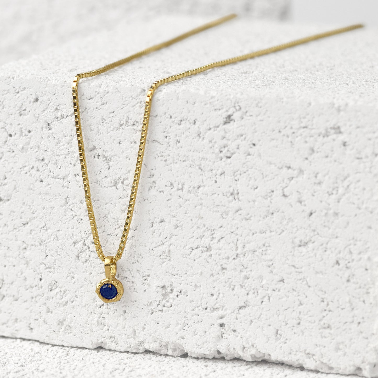 Sirius -  Gold Necklace With Blue Gemstone