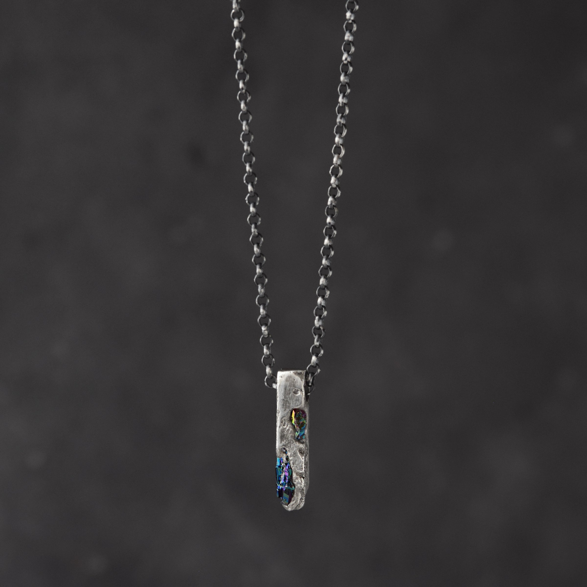 Sterling Silver Pendant With Black Gemstones