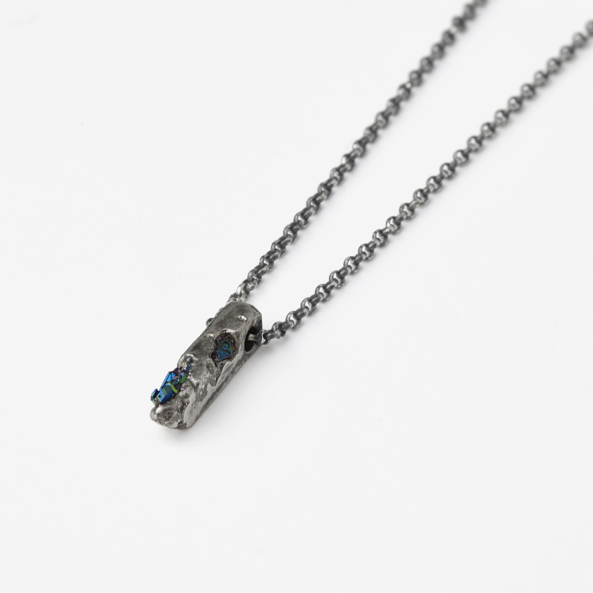 Sterling Silver Pendant With Black Gemstones