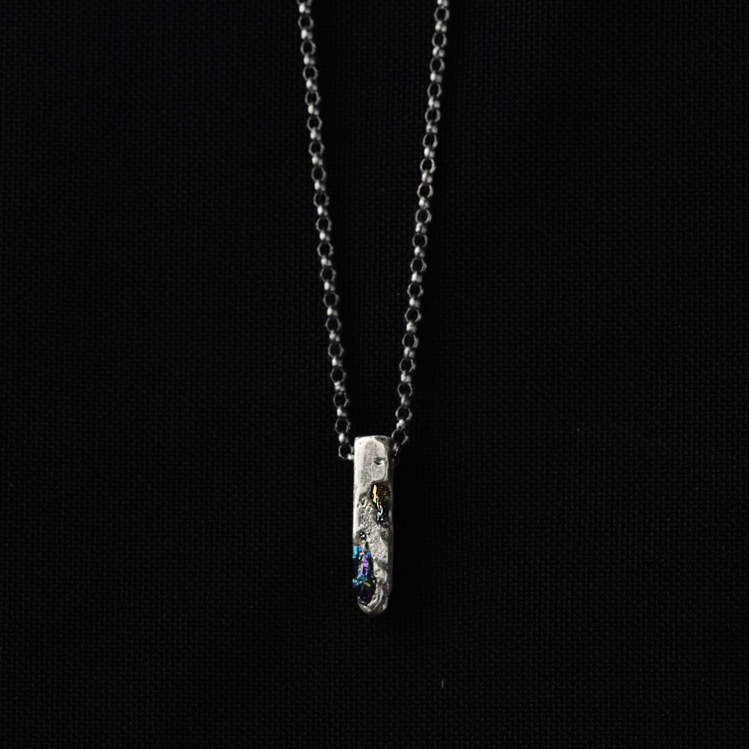 Sterling Silver Pendant With Black Gemstones