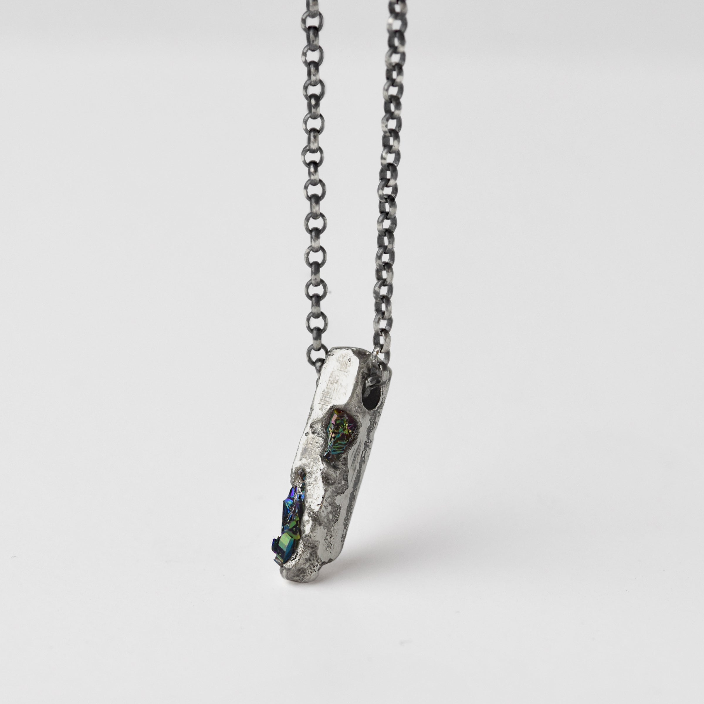 Sterling Silver Pendant With Black Gemstones