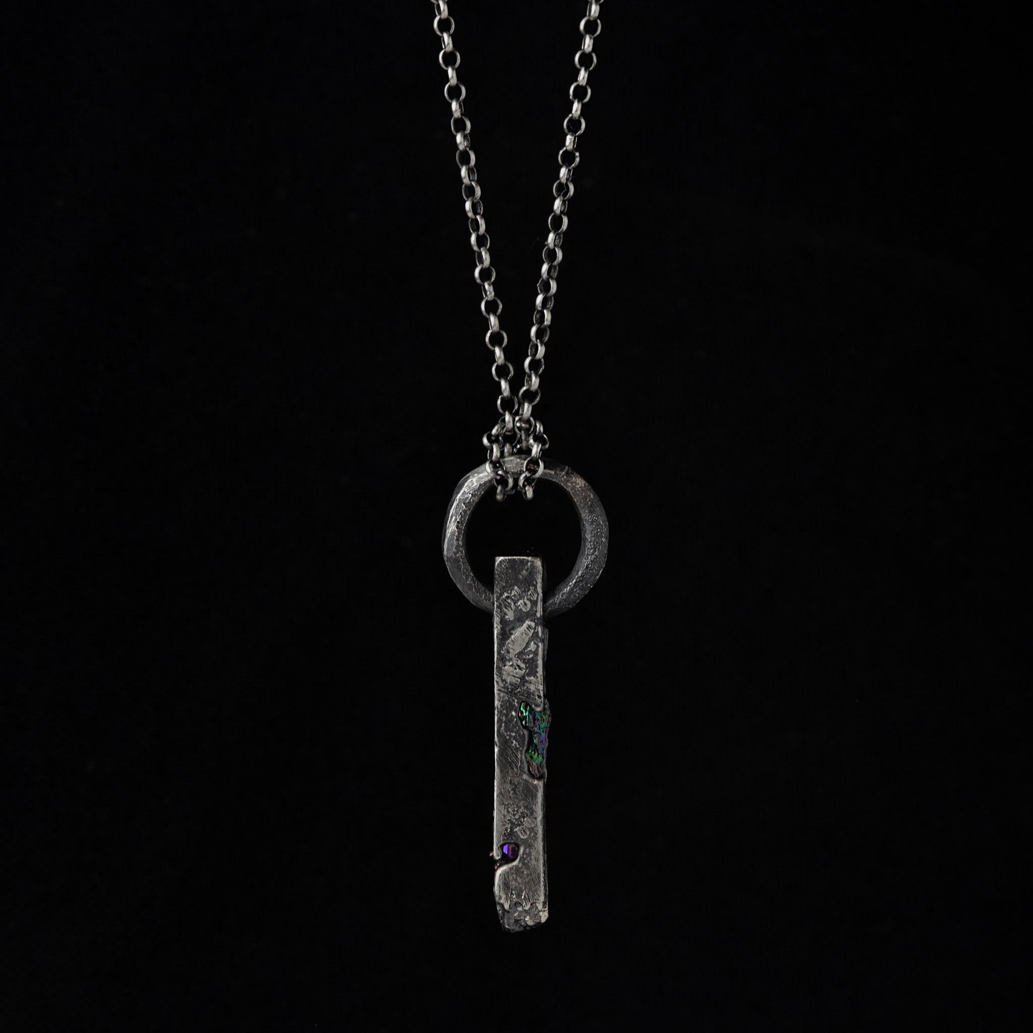 Sterling Silver Ring And Bar Pendant Necklace