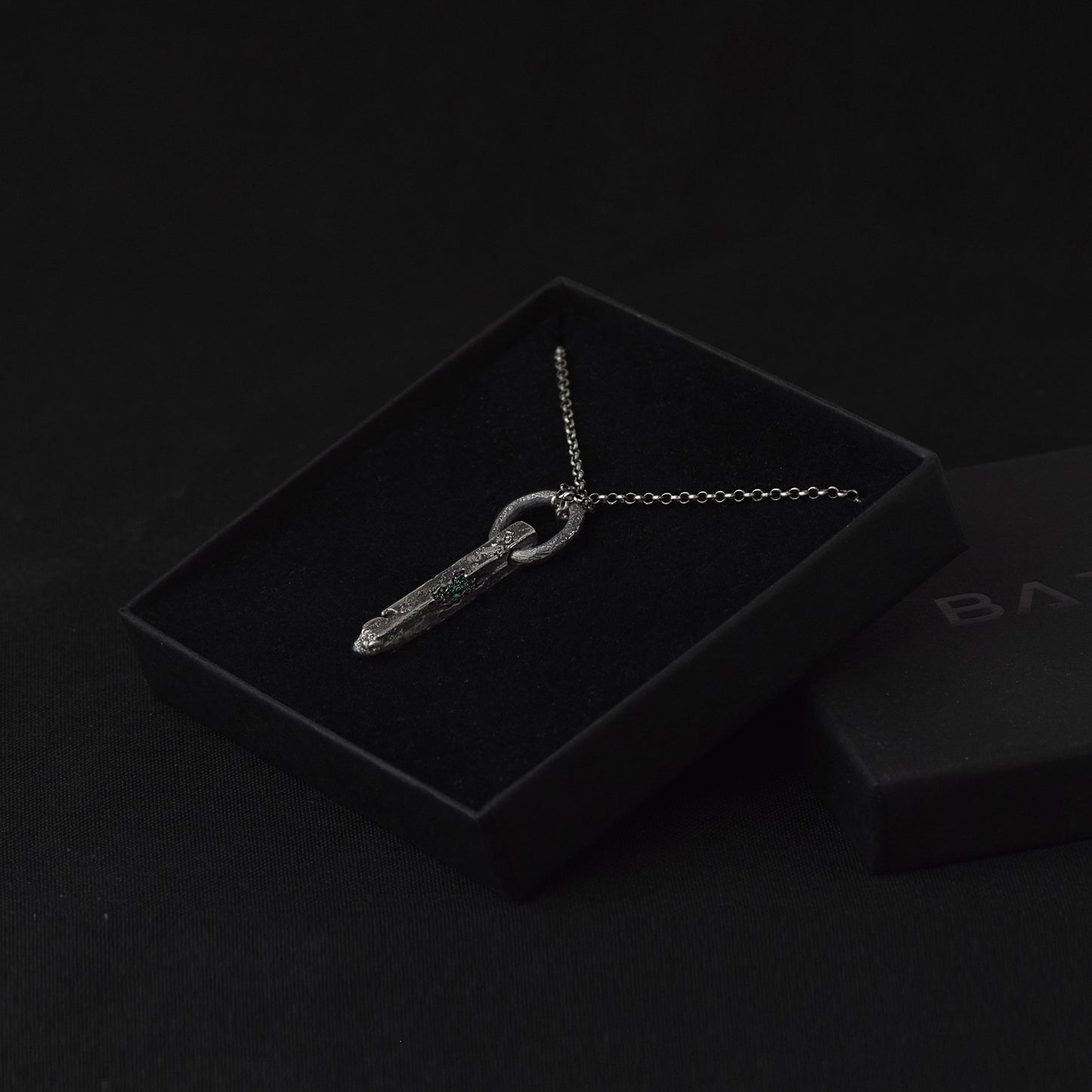 Dilmun - Oxidised Sterling Silver Ring And Monolith Necklace