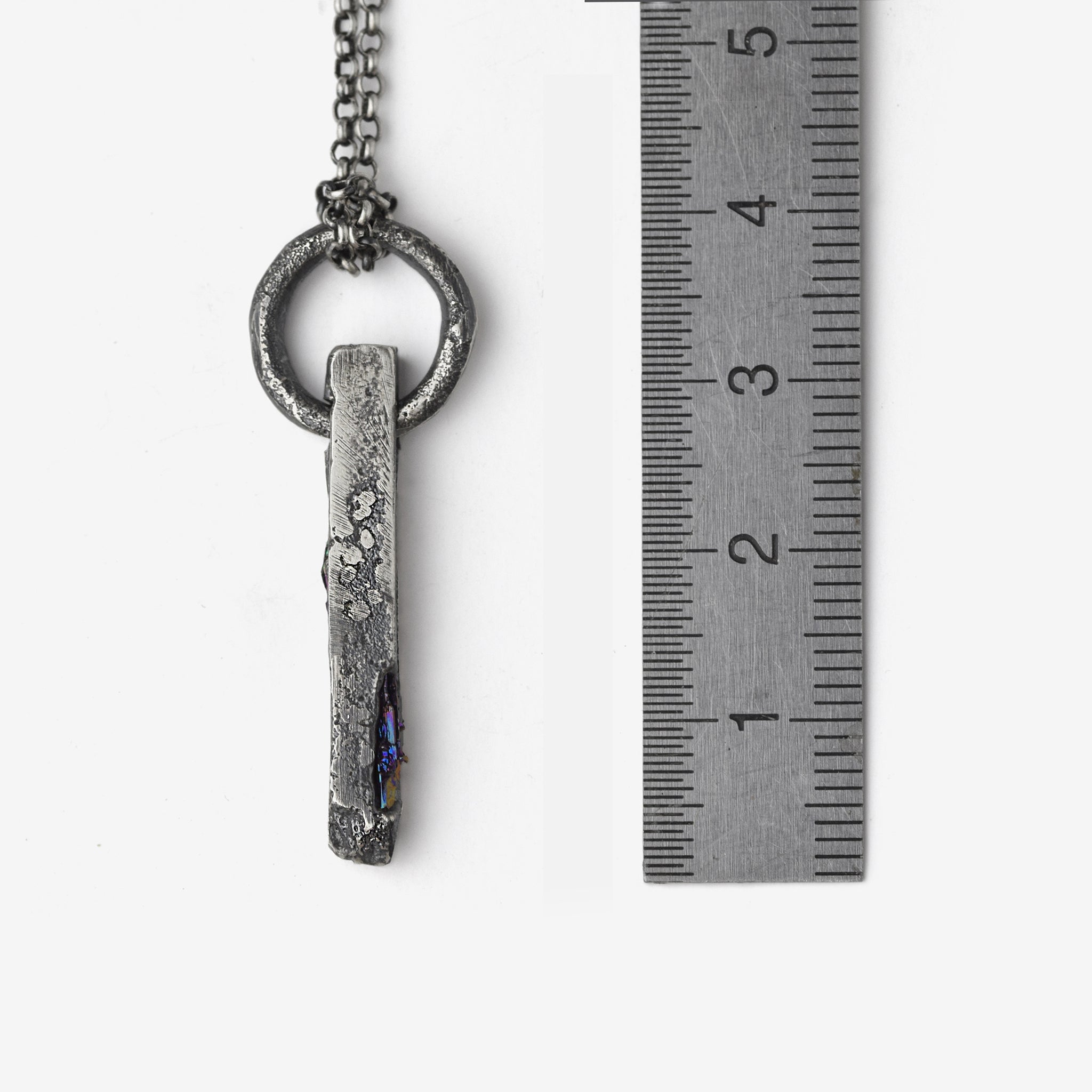 Sterling Silver Ring And Bar Pendant Necklace