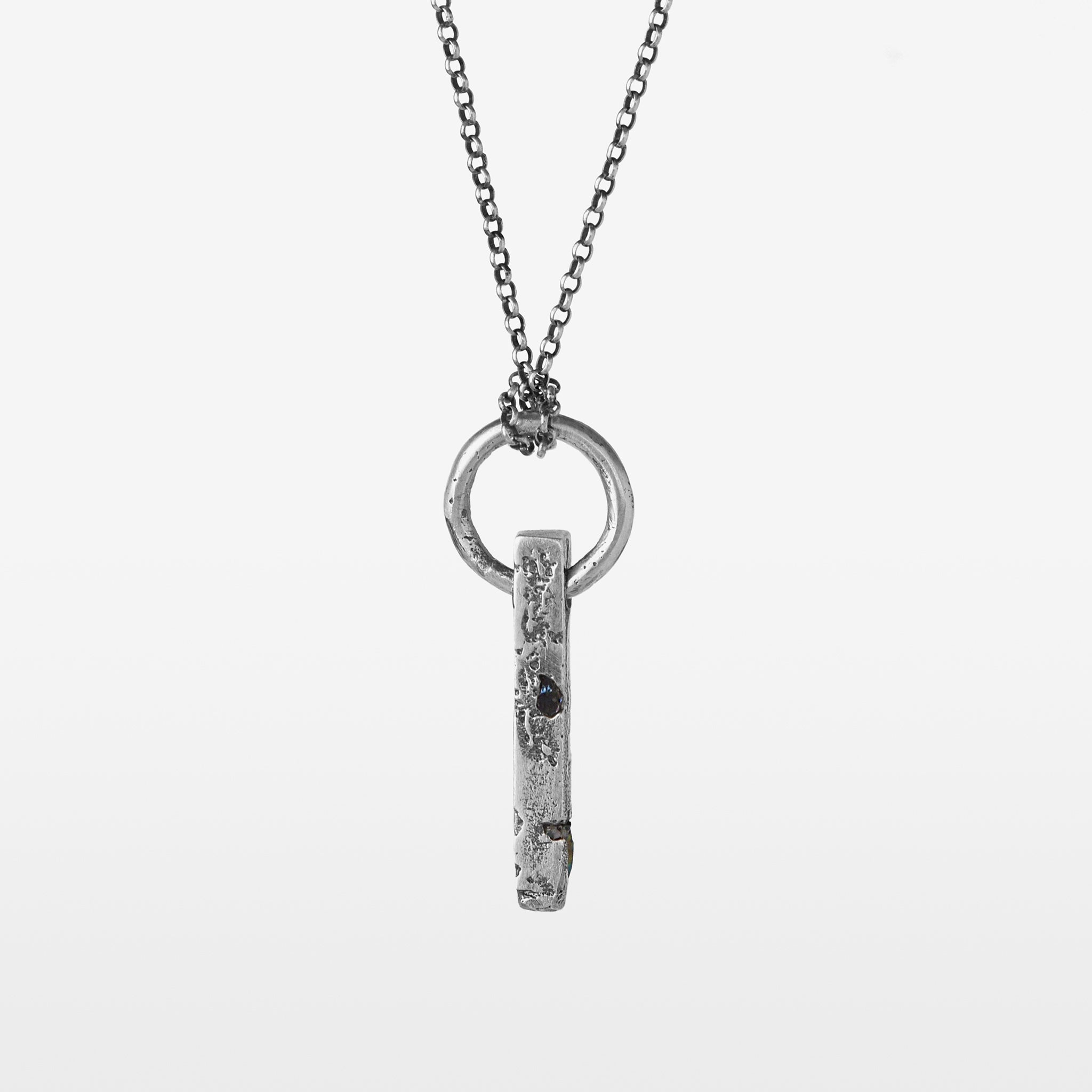 Sterling Silver Bar & Ring Pendant Necklace