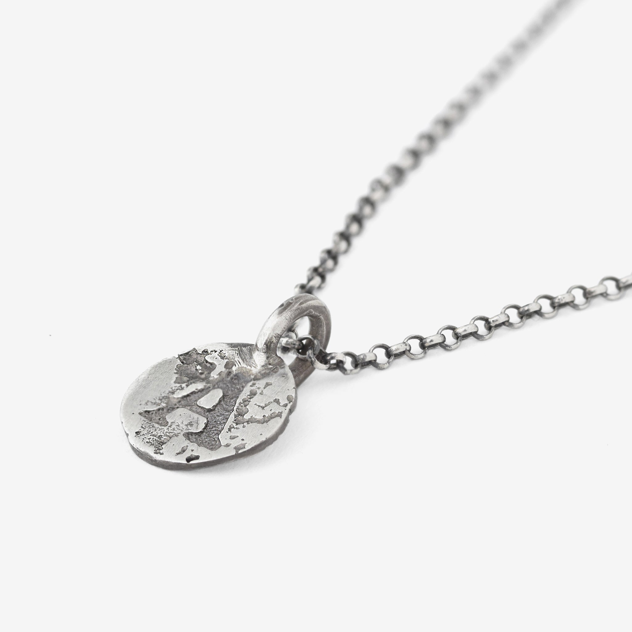 Oxidised Sterling Silver Coin Pendant Necklace