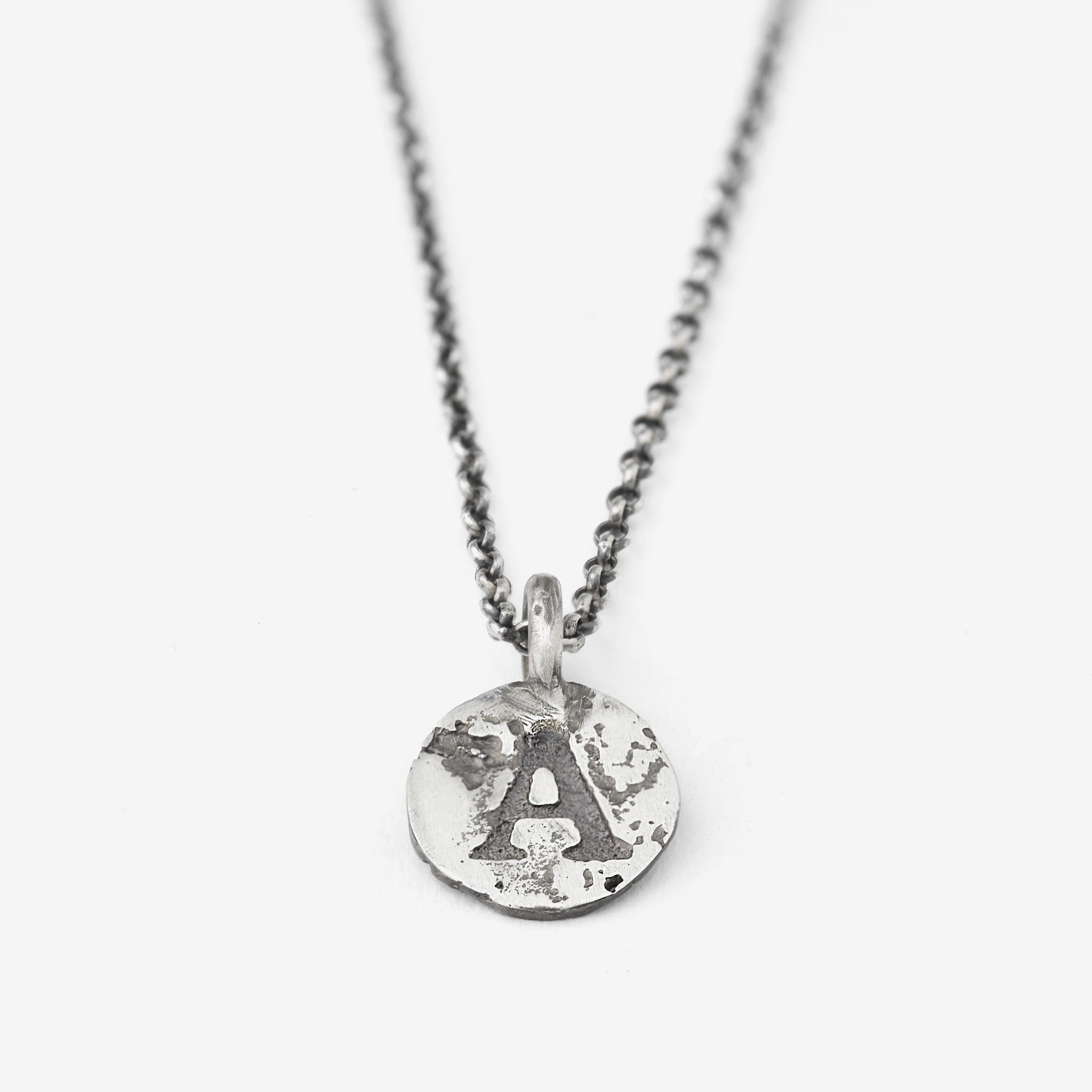Oxidised Sterling Silver Coin Pendant Necklace