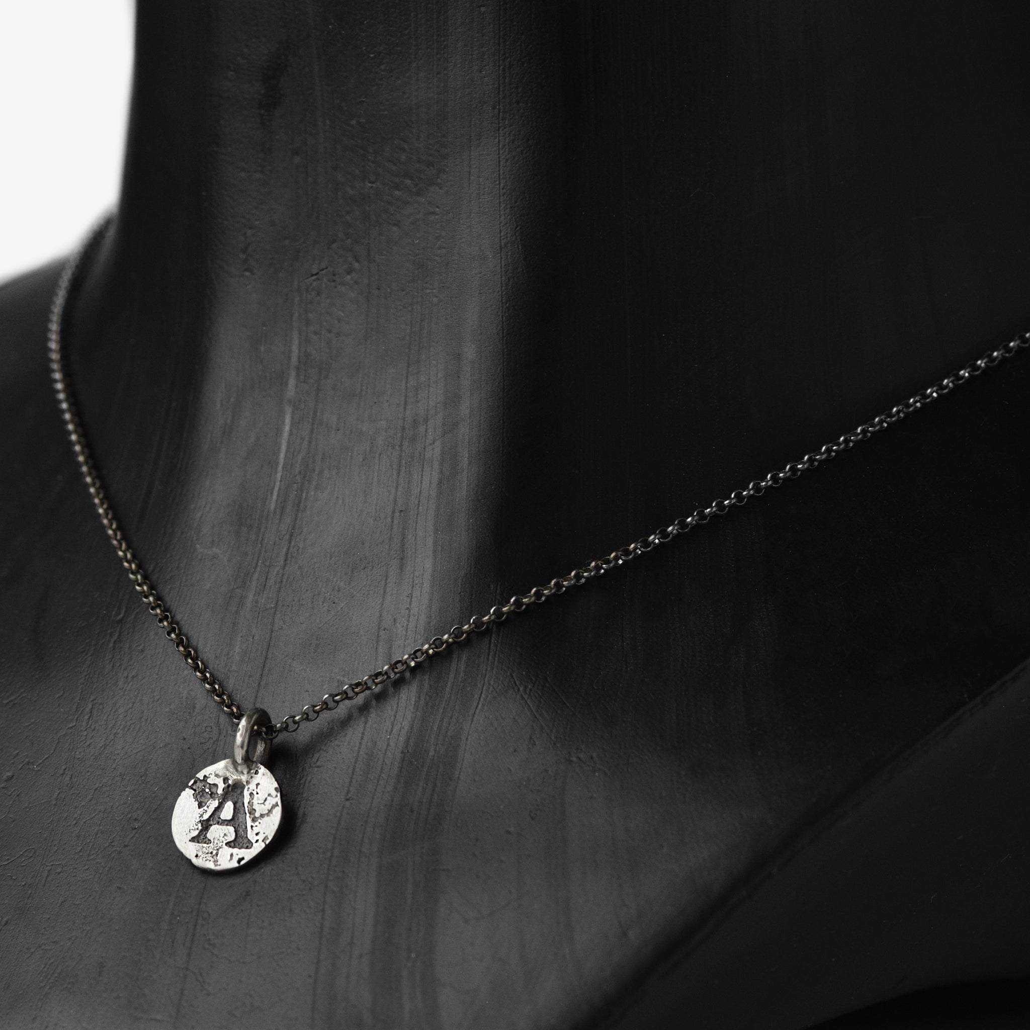 Oxidised Sterling Silver Coin Pendant Necklace