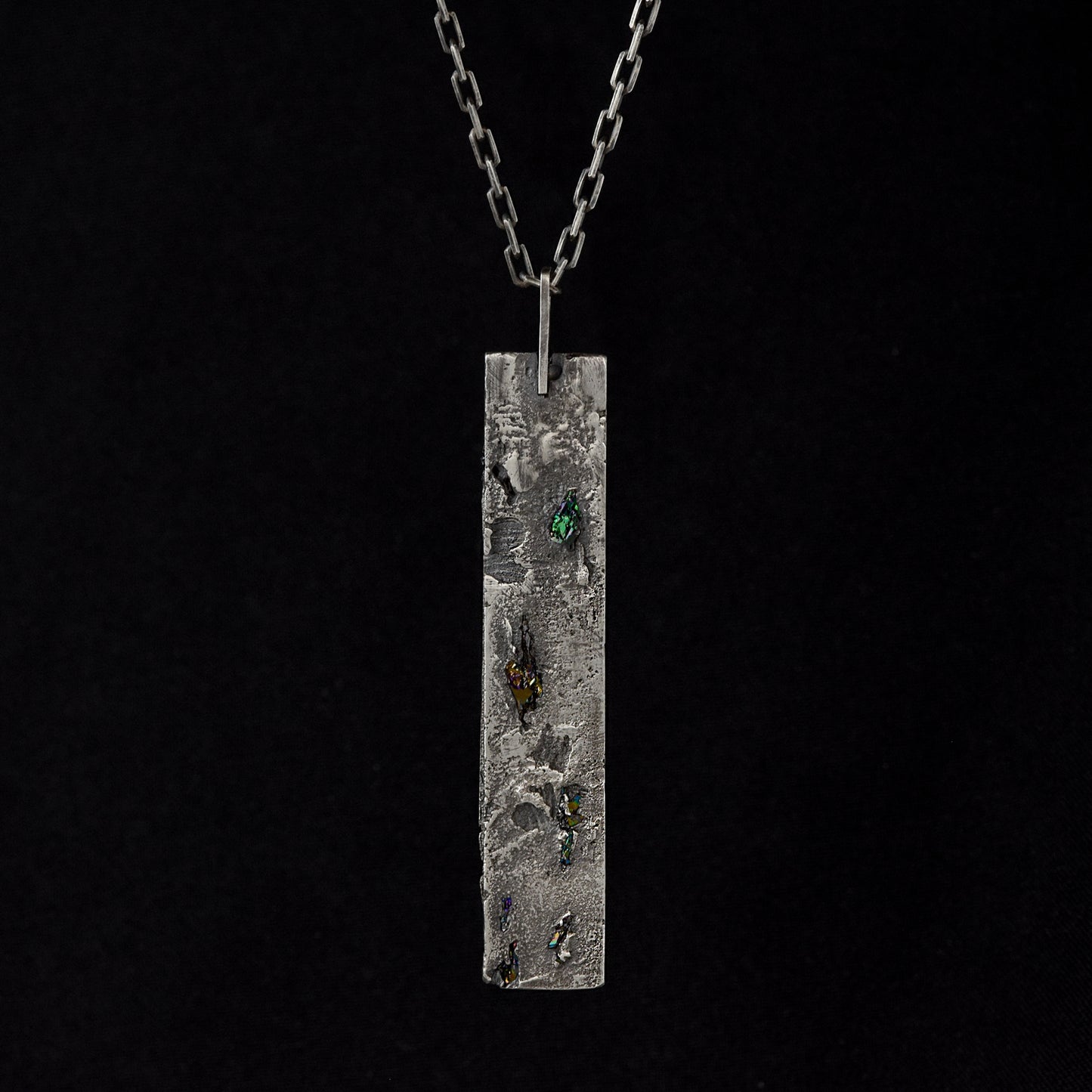 Poerava - Sterling Silver Necklace With Black Gemstones