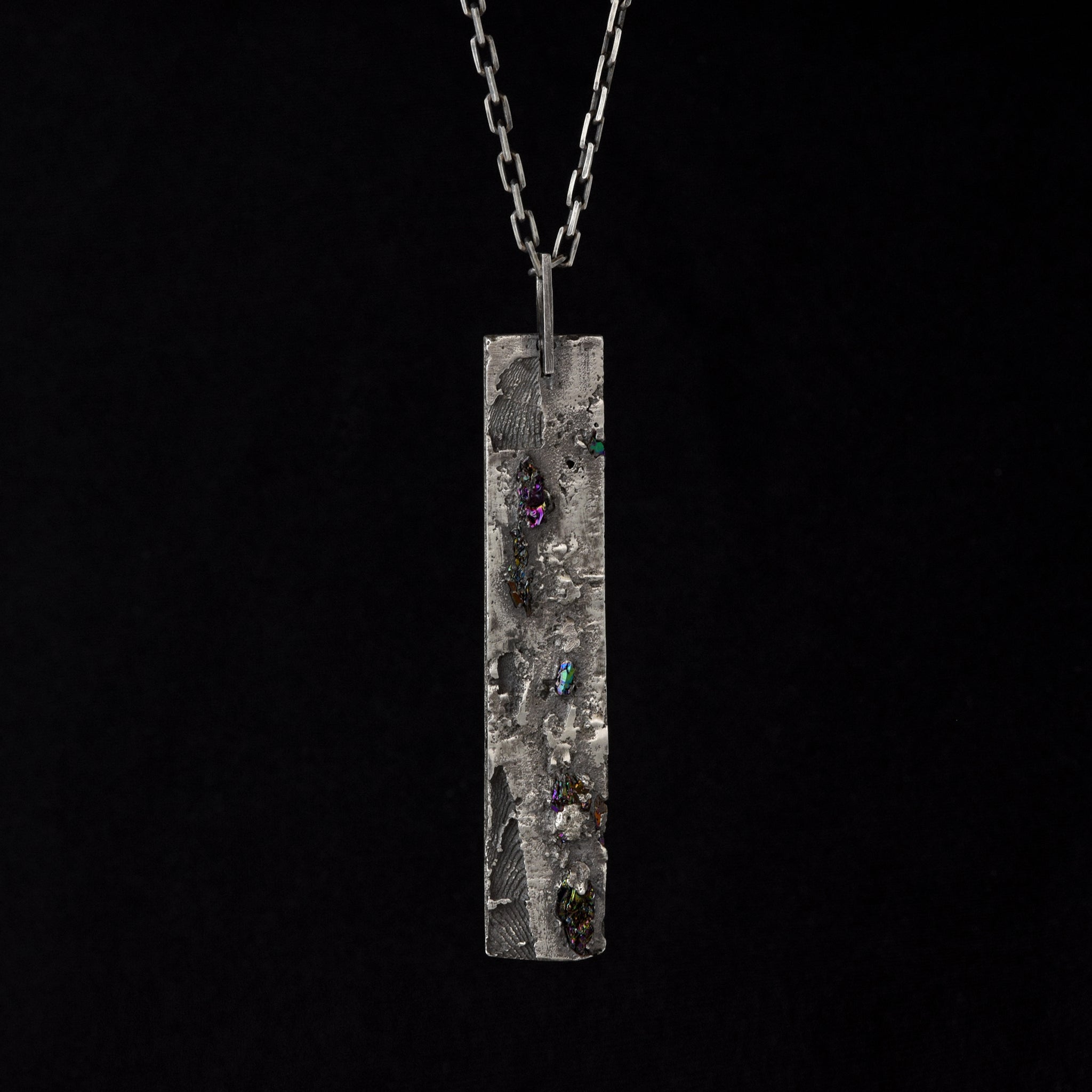 Sterling Silver Pendant With Black Gemstones