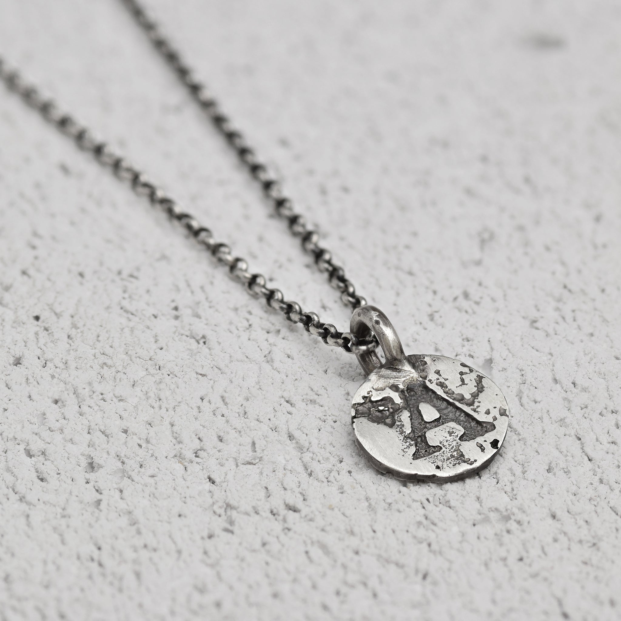 Oxidised Sterling Silver Coin Pendant Necklace