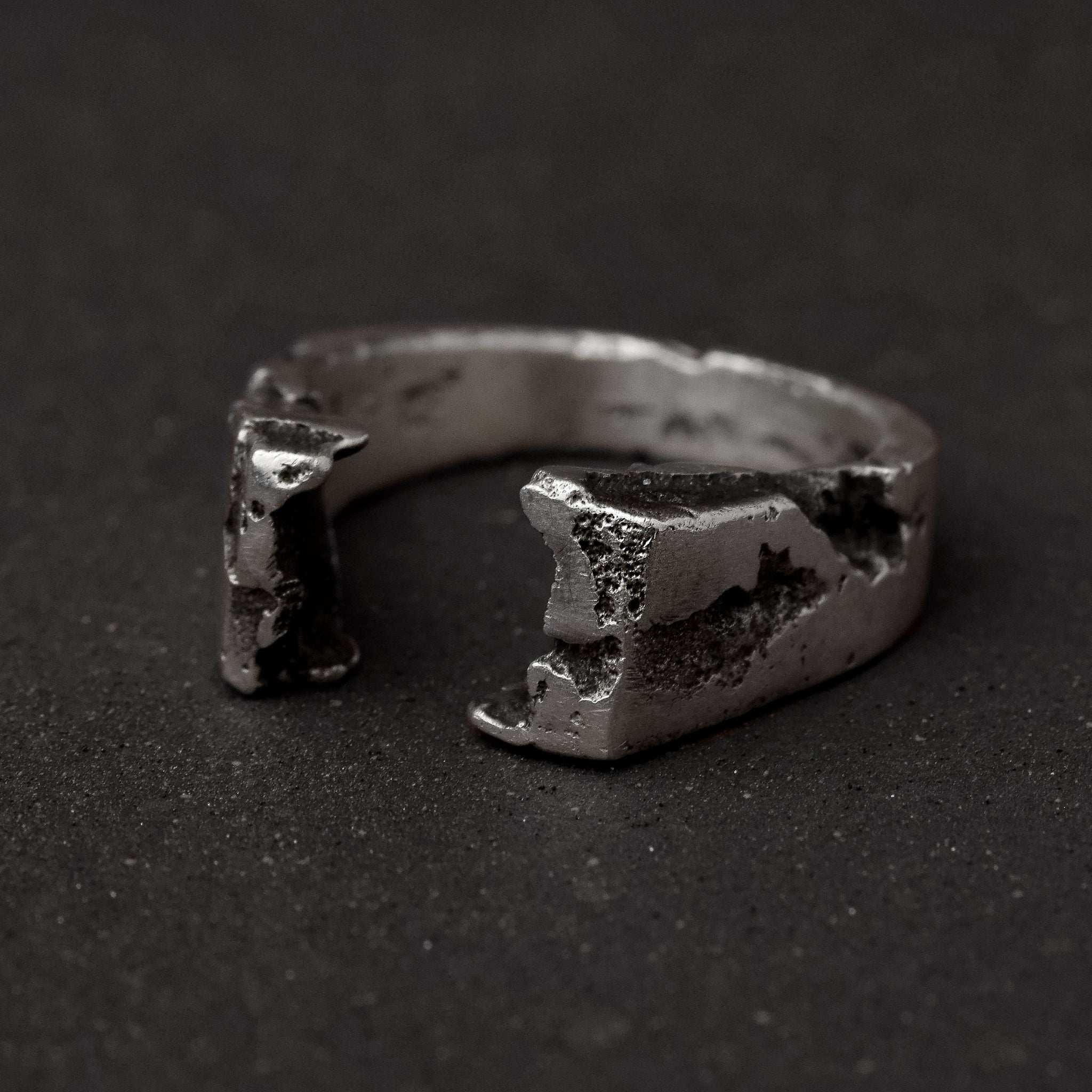 Oxidised Sterling Silver Eroded Signet Ring