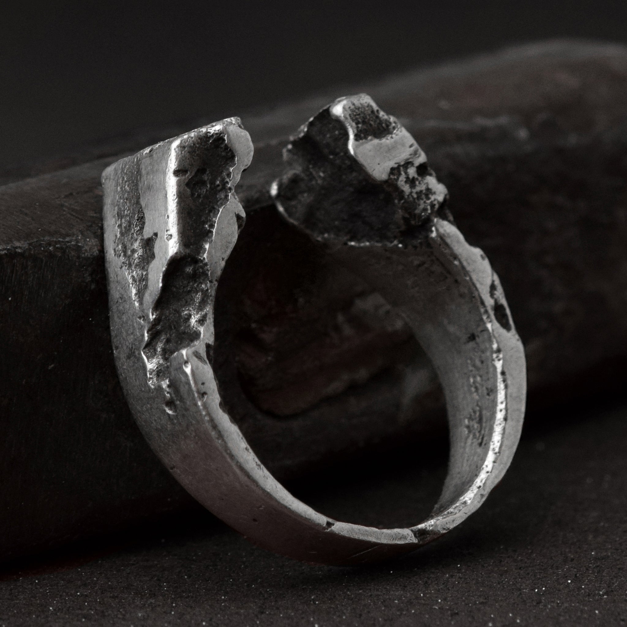 Oxidised Sterling Silver Eroded Signet Ring