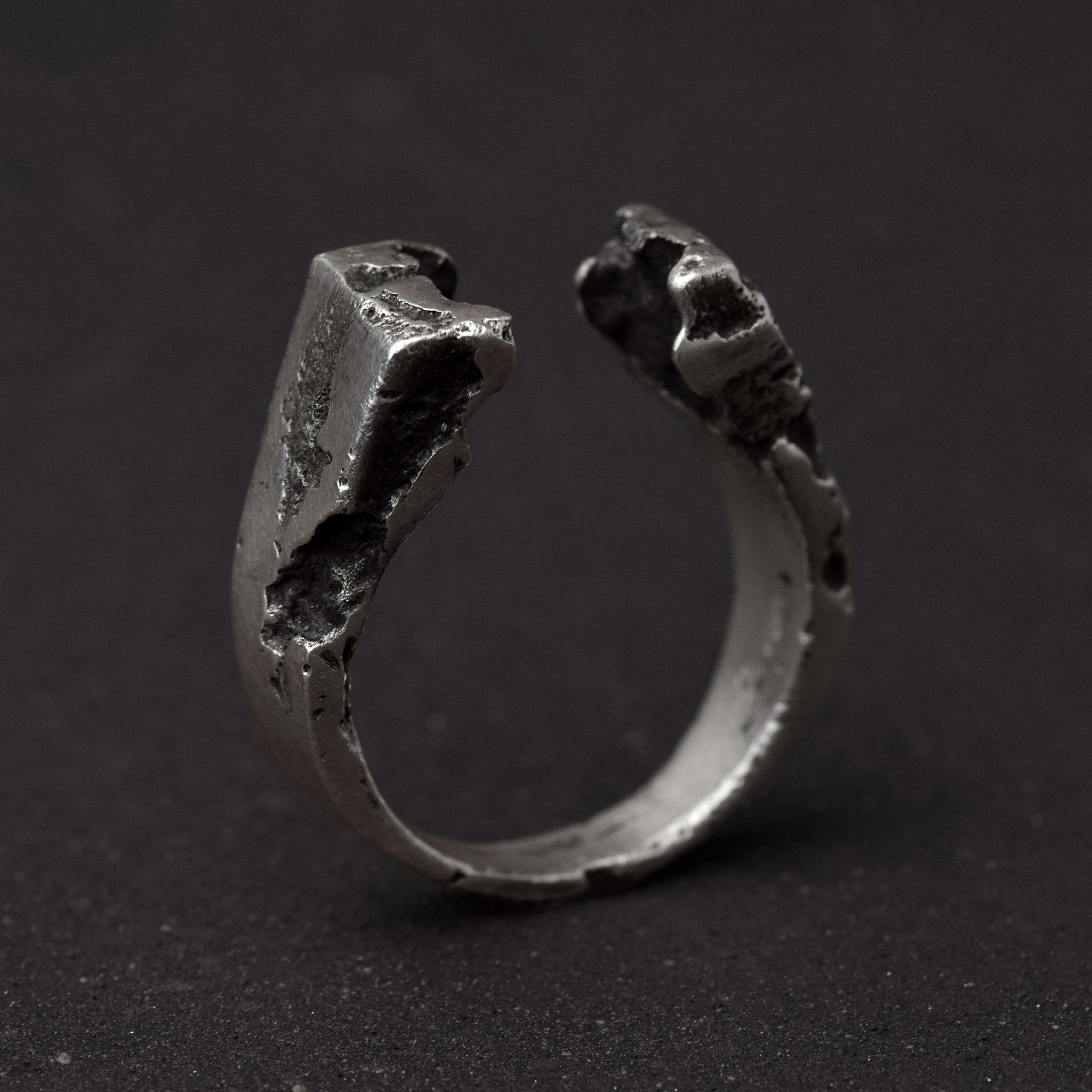 Oxidised Sterling Silver Eroded Signet Ring