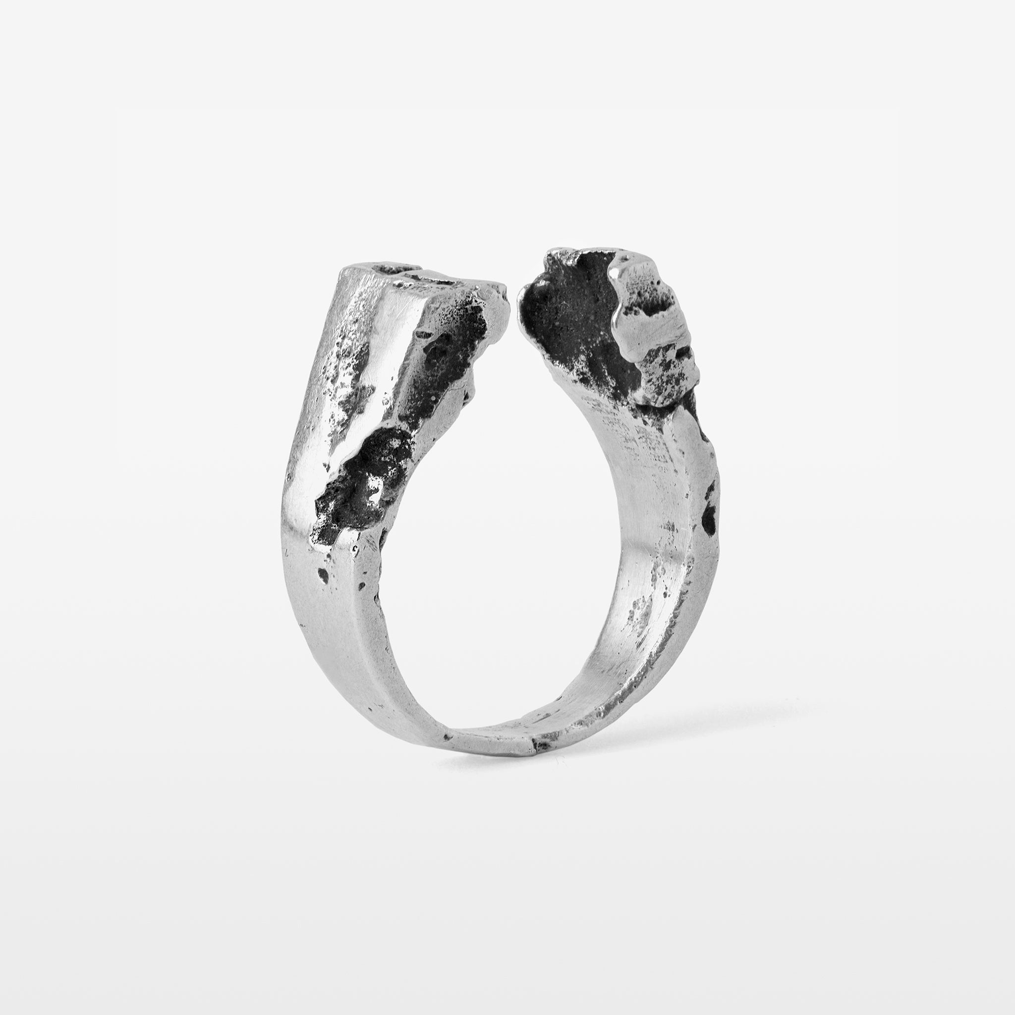 Oxidised Sterling Silver Eroded Signet Ring