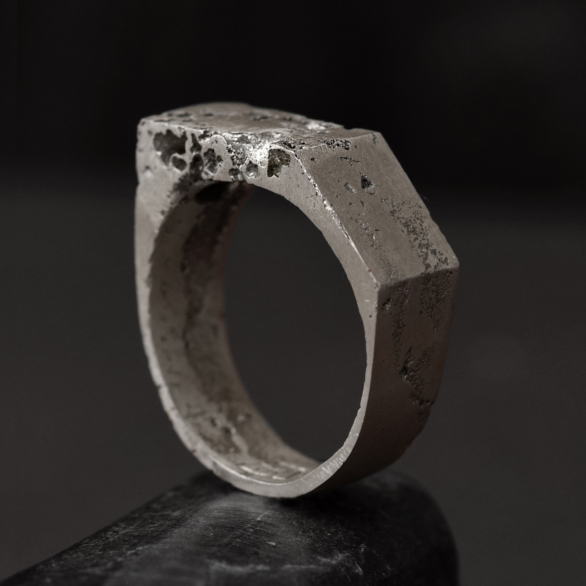 Geometric Oxidised Sterling Silver Ring