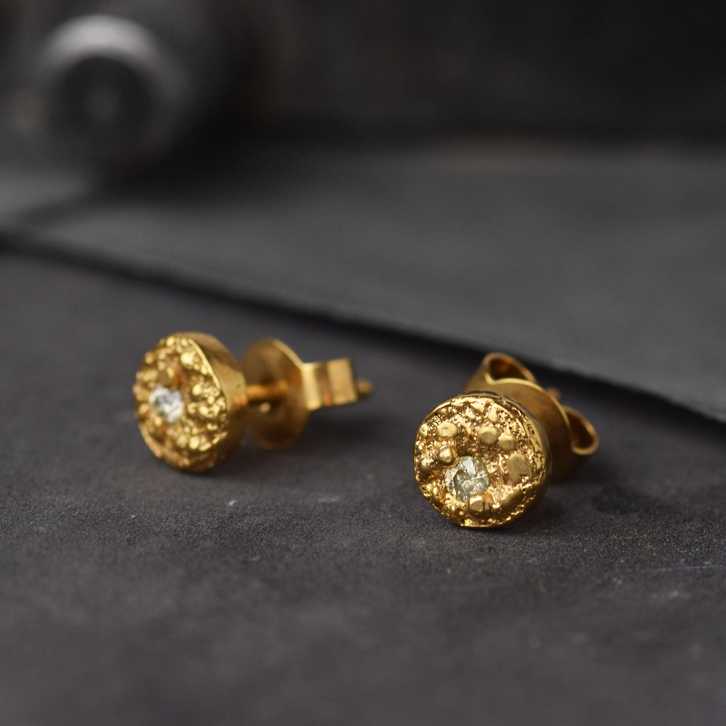 Gold Plated Stud Earrings With A Moissanite