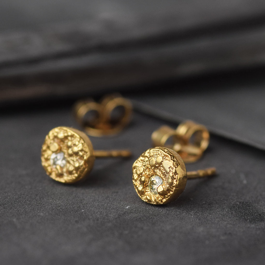 Gold Plated Stud Earrings With A Moissanite