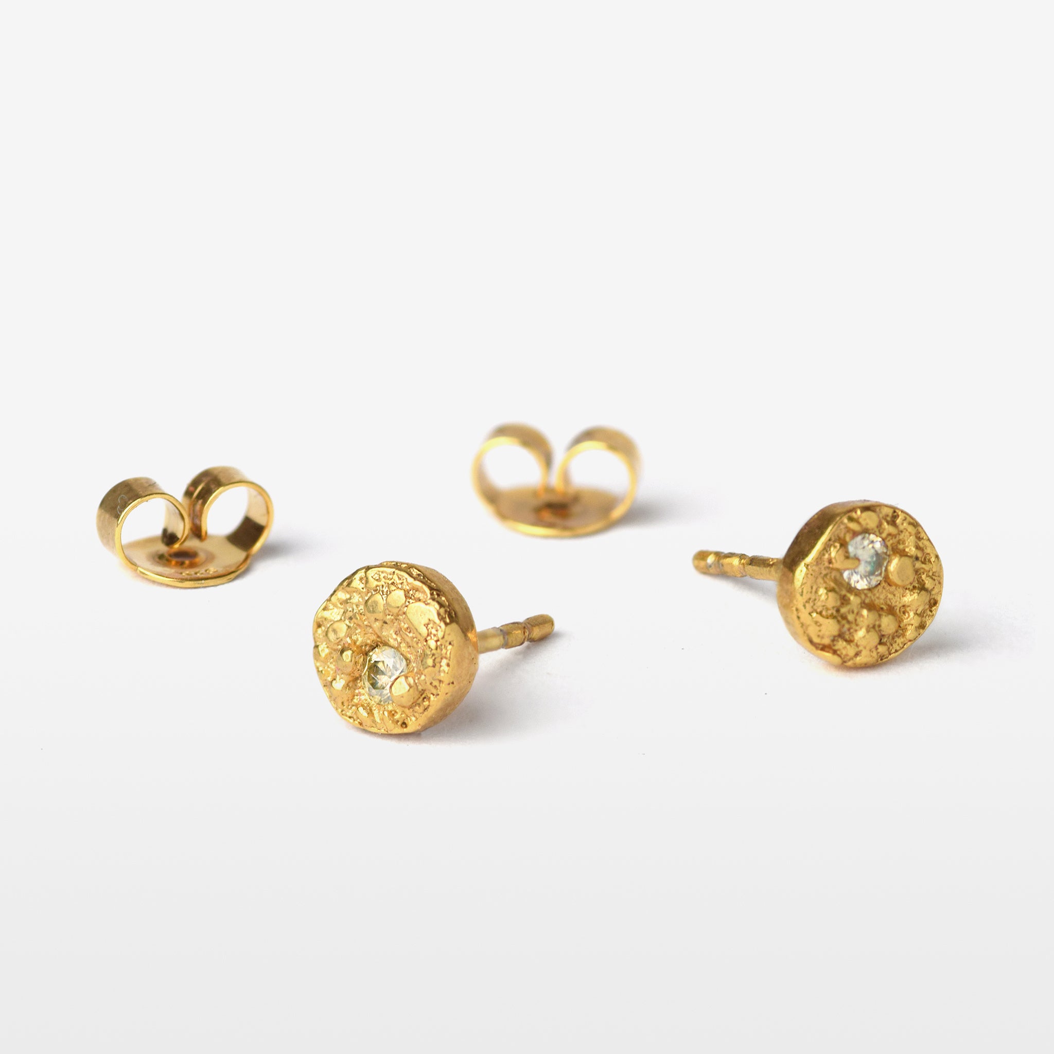 Gold Plated Stud Earrings With A Moissanite