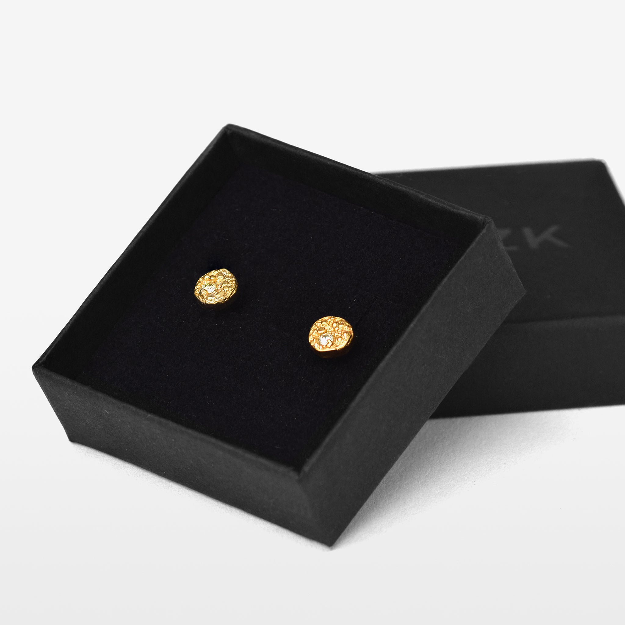 Gold Plated Stud Earrings With A Moissanite